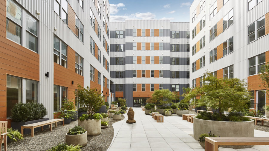 Jersey City West Side Apartment Complex Courtyard